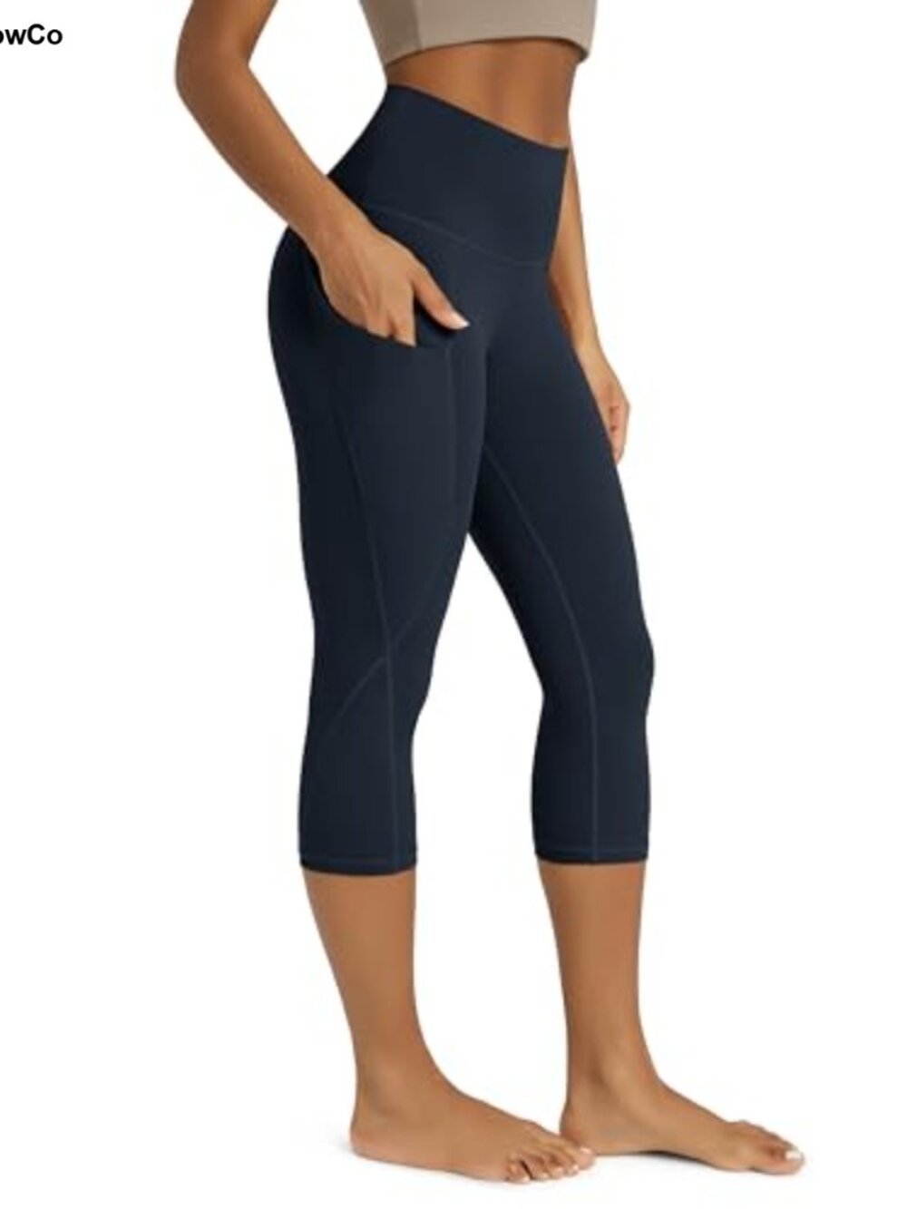 High Waisted Yoga Capris with Pockets, Tummy Control Non See Through Workout